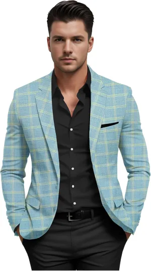 Elina fashion Men's Terry Rayon Spread Collar Jacket Suit Blazer for Christmas Party