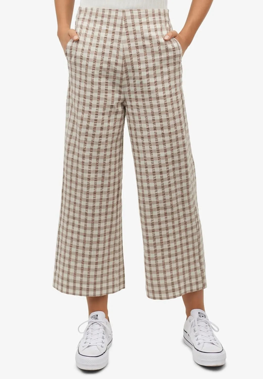 ellos Plus Size Gingham Crop Pants
