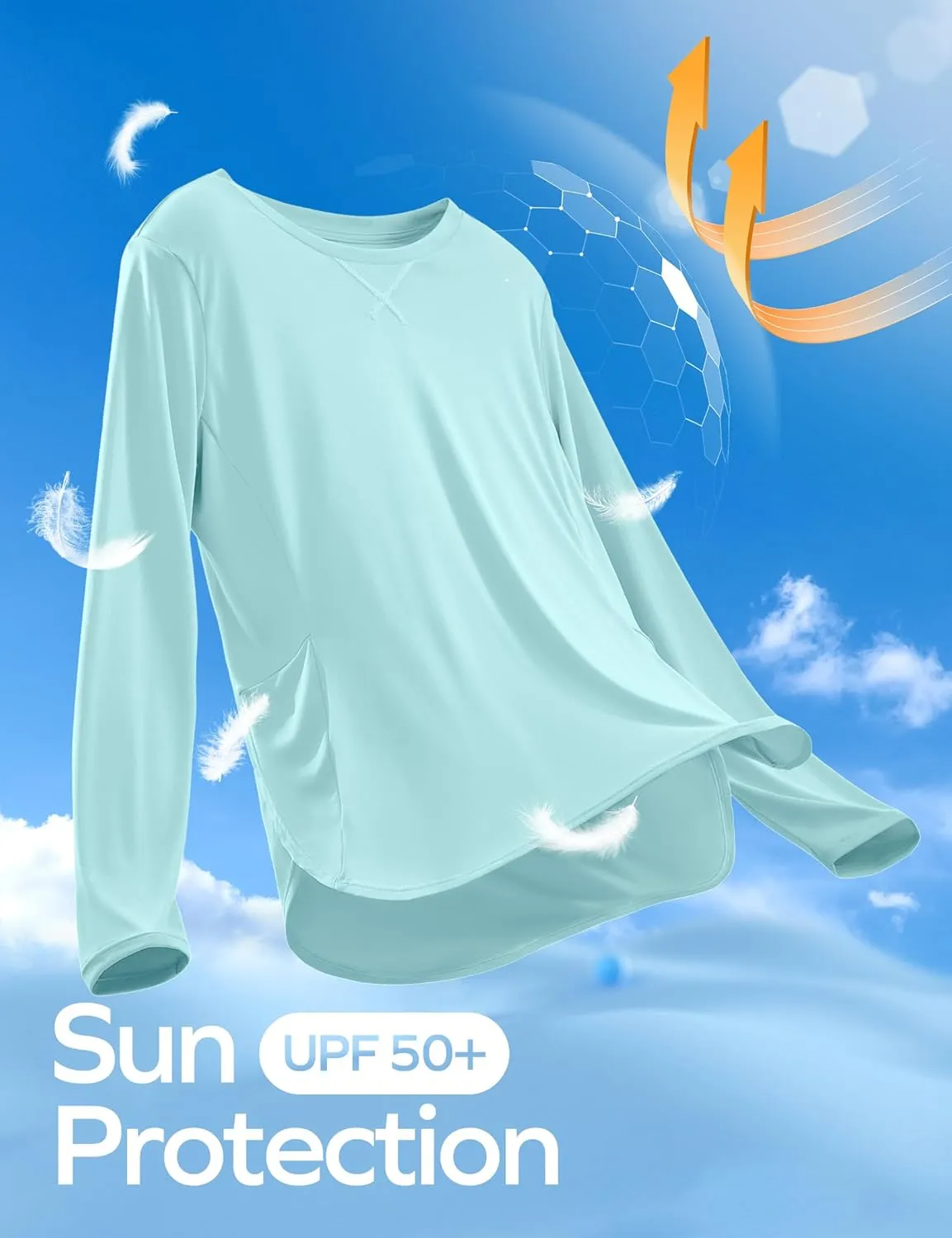 Ewedoos Sun Shirts UPF 50  Long Sleeve Workout Tops for Women Lightweight Quick Dry Sun Protection Clothing Hiking