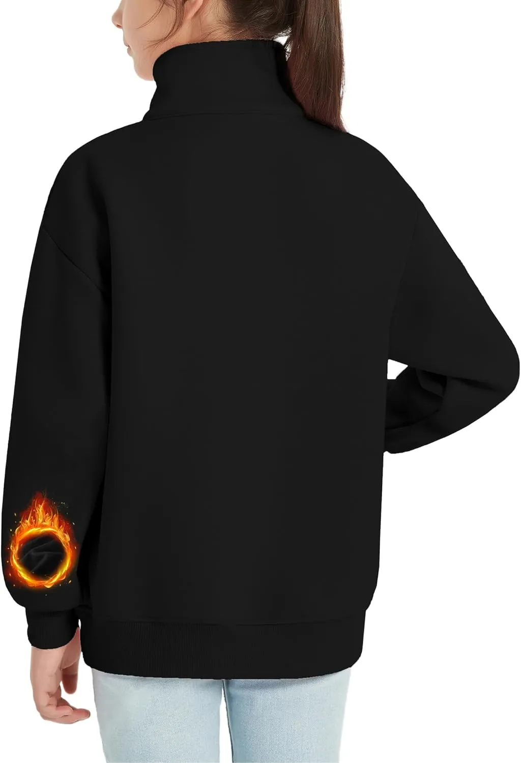 EXARUS Girls Oversized Sweatshirts Hoodie Full/Half Zip Crewneck Pullover Long Sleeve Pocket Casual School for Kids
