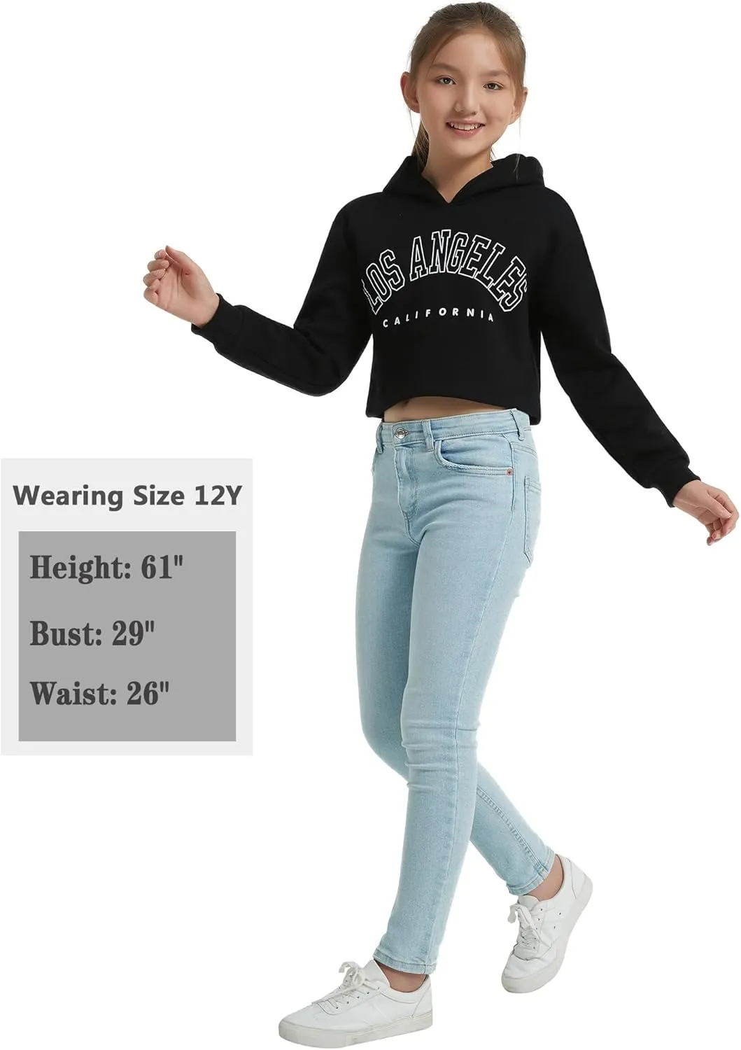 EXARUS Girls Sweatshirts Oversized/Crop Graphic Hoodie Letter Print Crew Neck Pullover Long Sleeve Casual School Kids