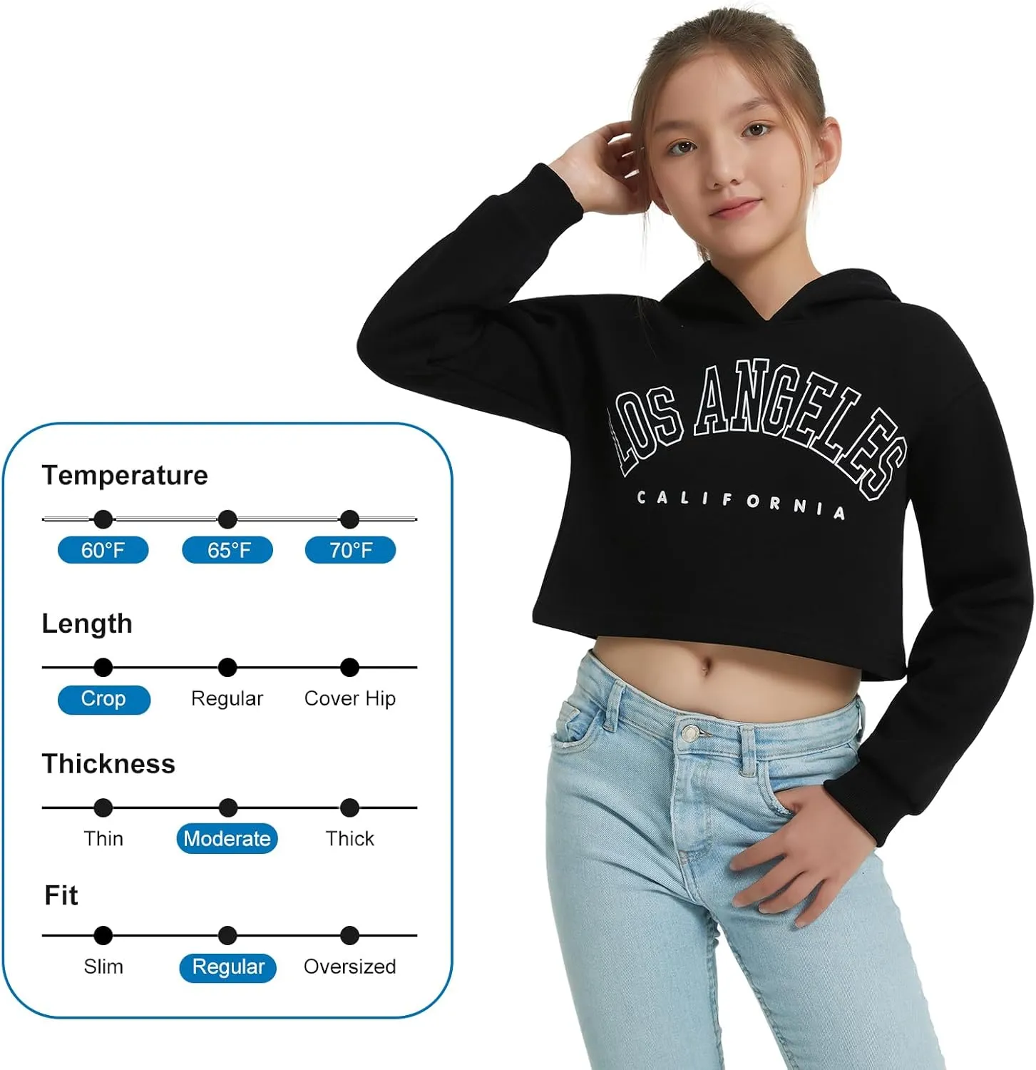 EXARUS Girls Sweatshirts Oversized/Crop Graphic Hoodie Letter Print Crew Neck Pullover Long Sleeve Casual School Kids