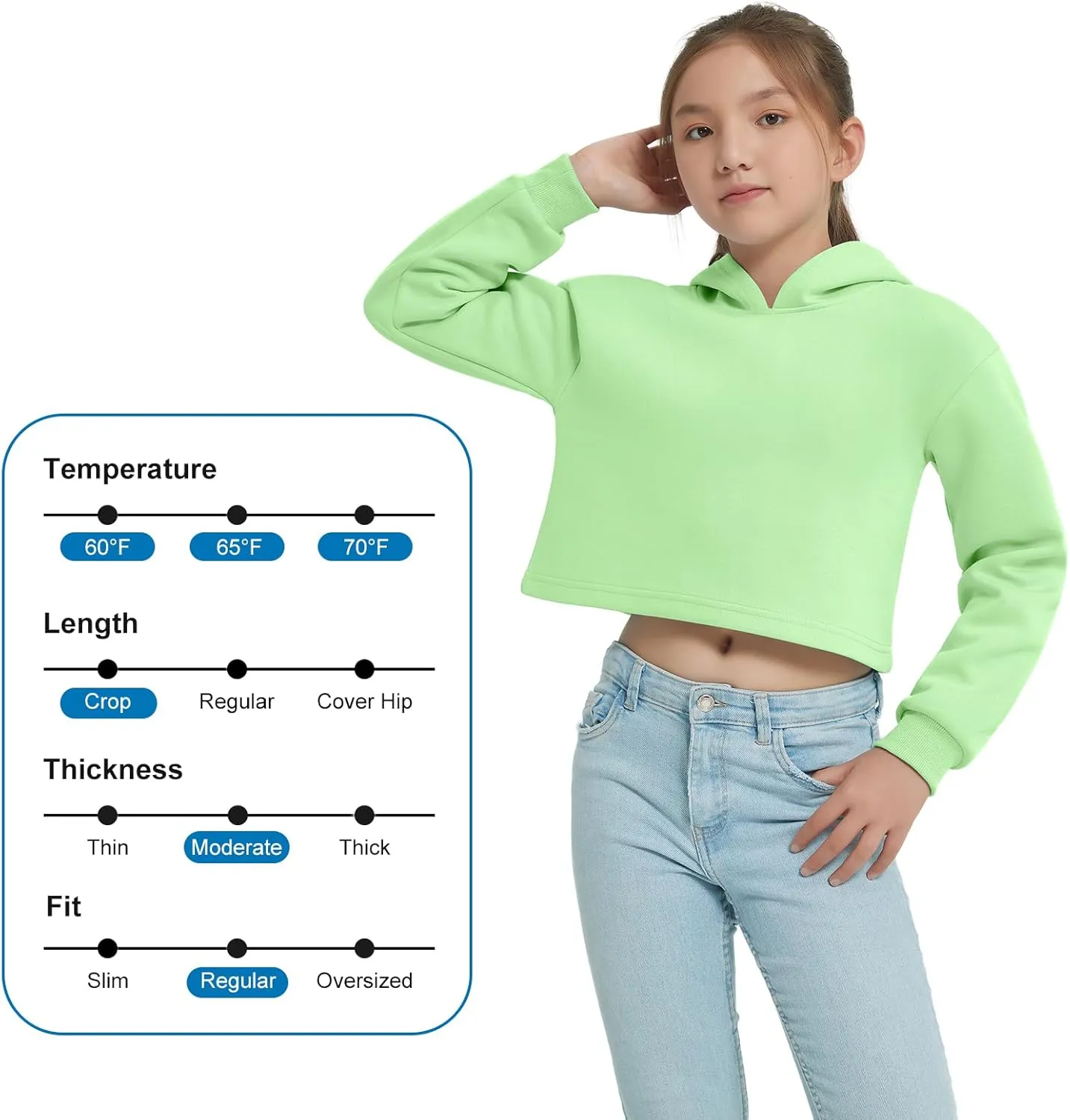 EXARUS Girls Sweatshirts Oversized/Crop Graphic Hoodie Letter Print Crew Neck Pullover Long Sleeve Casual School Kids