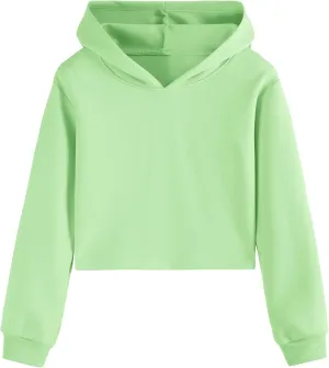 EXARUS Girls Sweatshirts Oversized/Crop Graphic Hoodie Letter Print Crew Neck Pullover Long Sleeve Casual School Kids