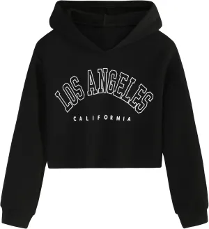 EXARUS Girls Sweatshirts Oversized/Crop Graphic Hoodie Letter Print Crew Neck Pullover Long Sleeve Casual School Kids