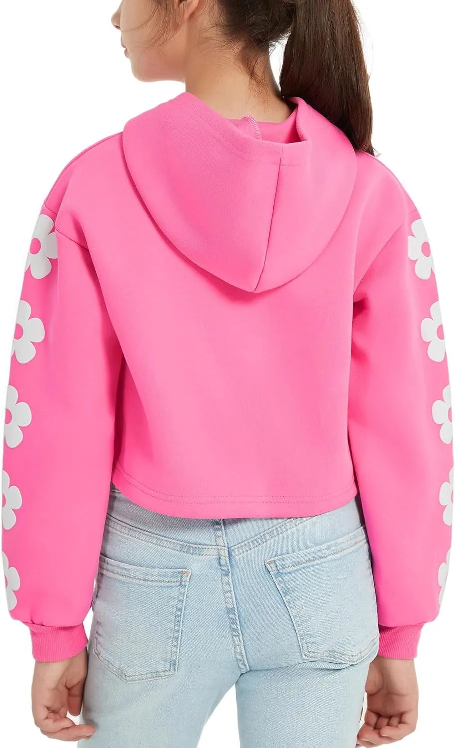 EXARUS Girls Sweatshirts Oversized/Crop Graphic Hoodie Letter Print Crew Neck Pullover Long Sleeve Casual School Kids