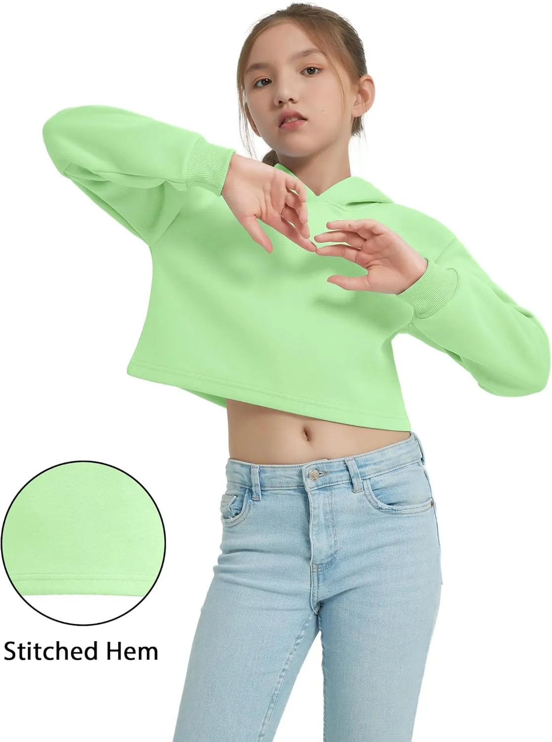 EXARUS Girls Sweatshirts Oversized/Crop Graphic Hoodie Letter Print Crew Neck Pullover Long Sleeve Casual School Kids