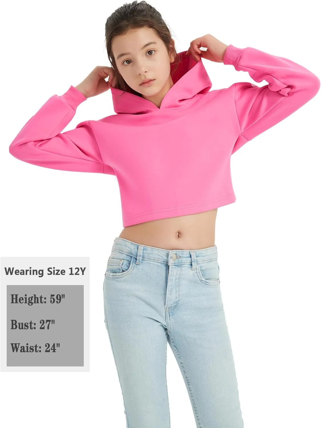 EXARUS Girls Sweatshirts Oversized/Crop Graphic Hoodie Letter Print Crew Neck Pullover Long Sleeve Casual School Kids