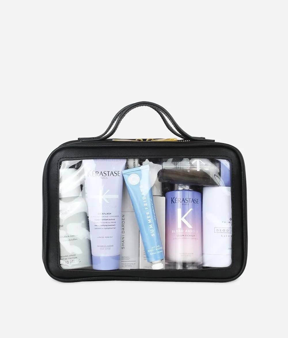 FAWN DESIGN The Toiletry Case, Hanging Travel Toiletry Bag for Women, 2 Compartments, Premium Matte Faux Leather Clear Toiletry Bag, Zippered Large Toiletry Bag, Easy to Clean, 9.5 x 3.5 x 6.5 inches