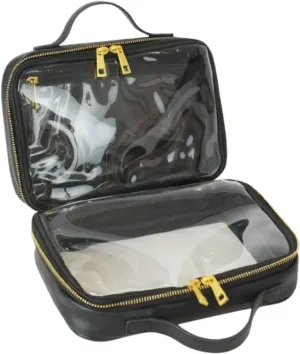 FAWN DESIGN The Toiletry Case, Hanging Travel Toiletry Bag for Women, 2 Compartments, Premium Matte Faux Leather Clear Toiletry Bag, Zippered Large Toiletry Bag, Easy to Clean, 9.5 x 3.5 x 6.5 inches