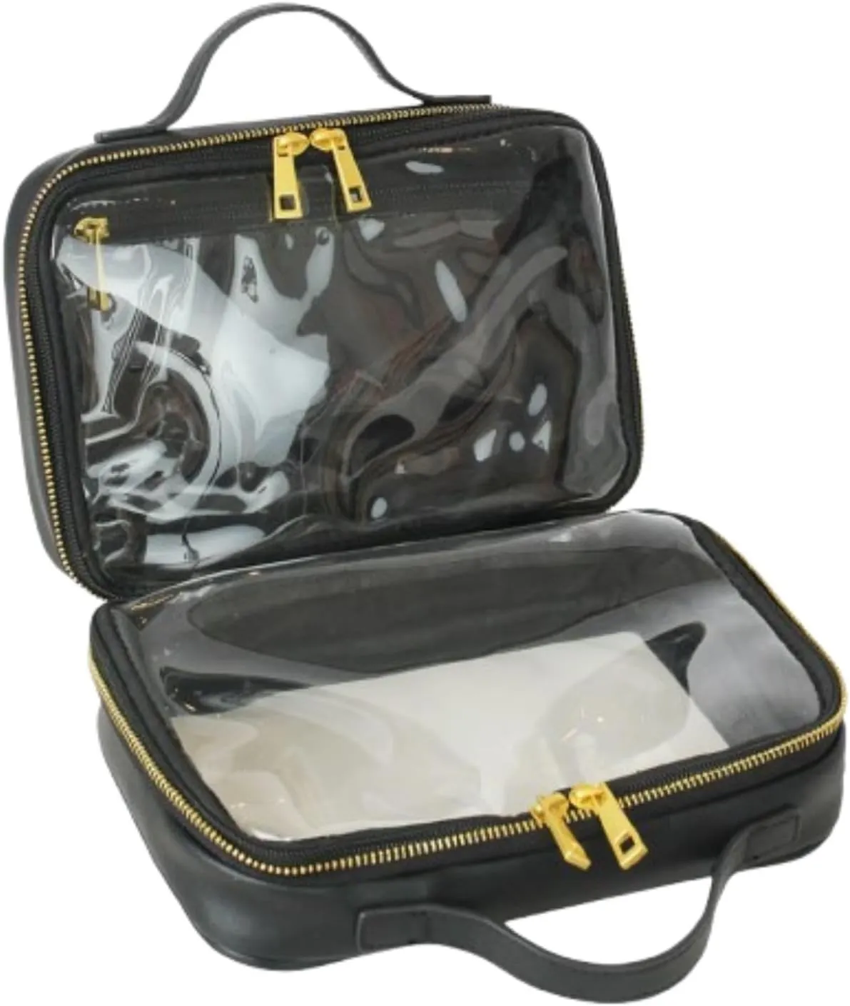 FAWN DESIGN The Toiletry Case, Hanging Travel Toiletry Bag for Women, 2 Compartments, Premium Matte Faux Leather Clear Toiletry Bag, Zippered Large Toiletry Bag, Easy to Clean, 9.5 x 3.5 x 6.5 inches