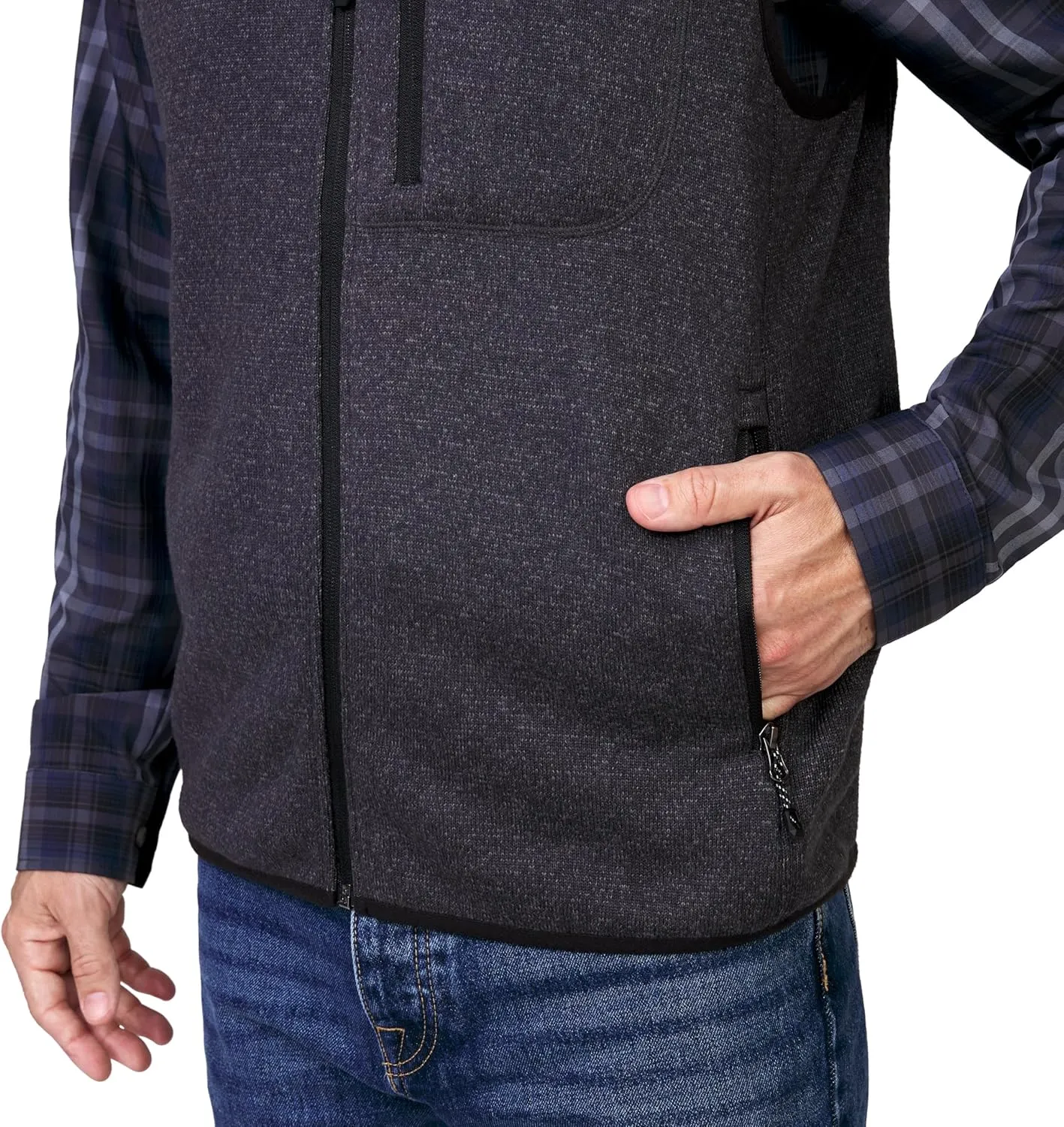 Free Country Men's Full Zip Color Block Sweater Fleece Vest