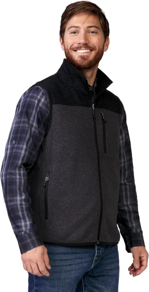 Free Country Men's Full Zip Color Block Sweater Fleece Vest