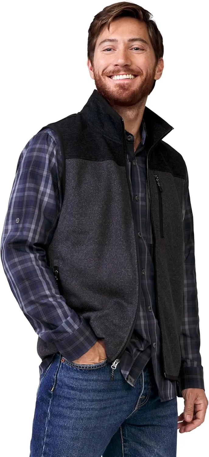 Free Country Men's Full Zip Color Block Sweater Fleece Vest