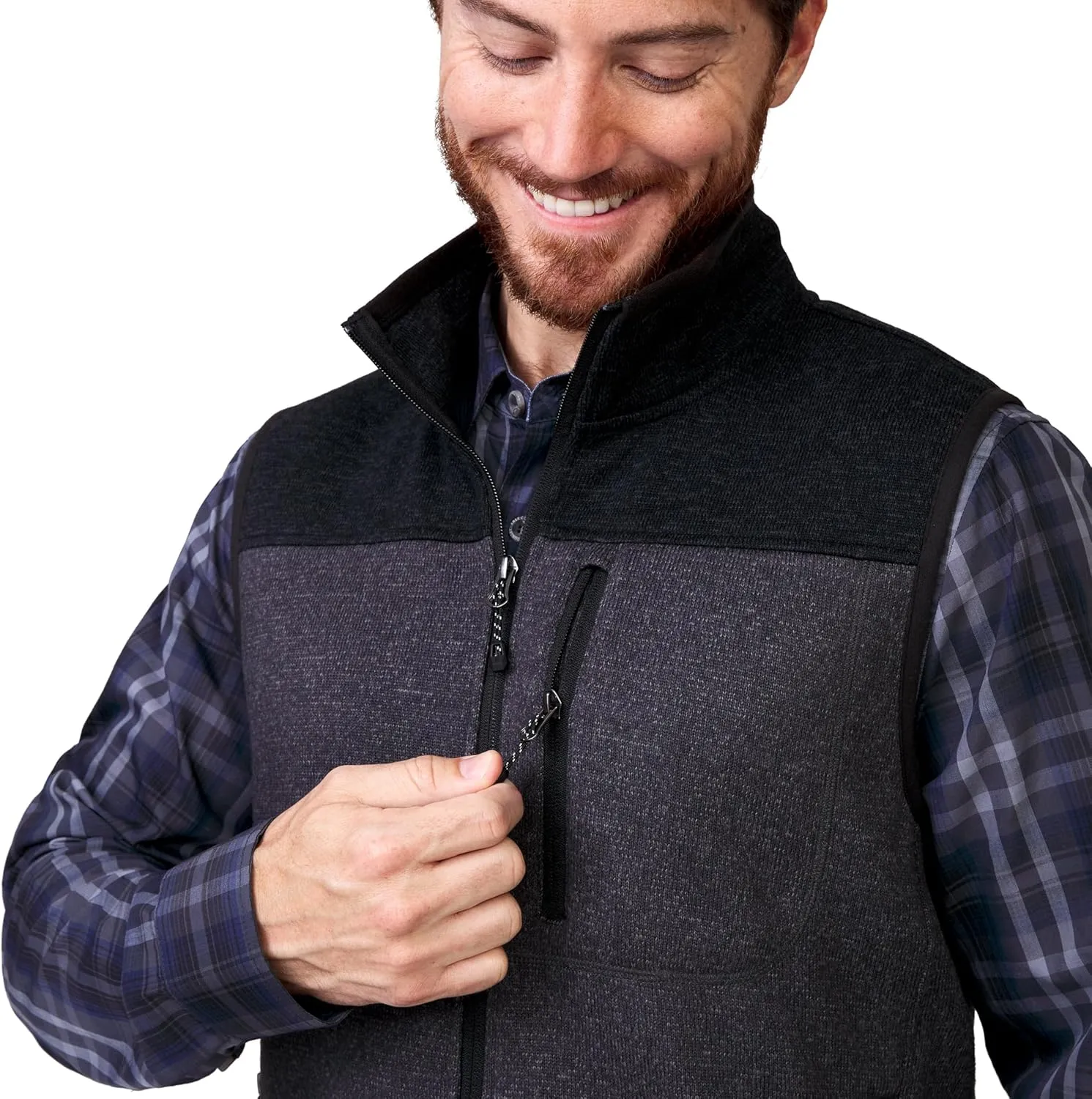 Free Country Men's Full Zip Color Block Sweater Fleece Vest