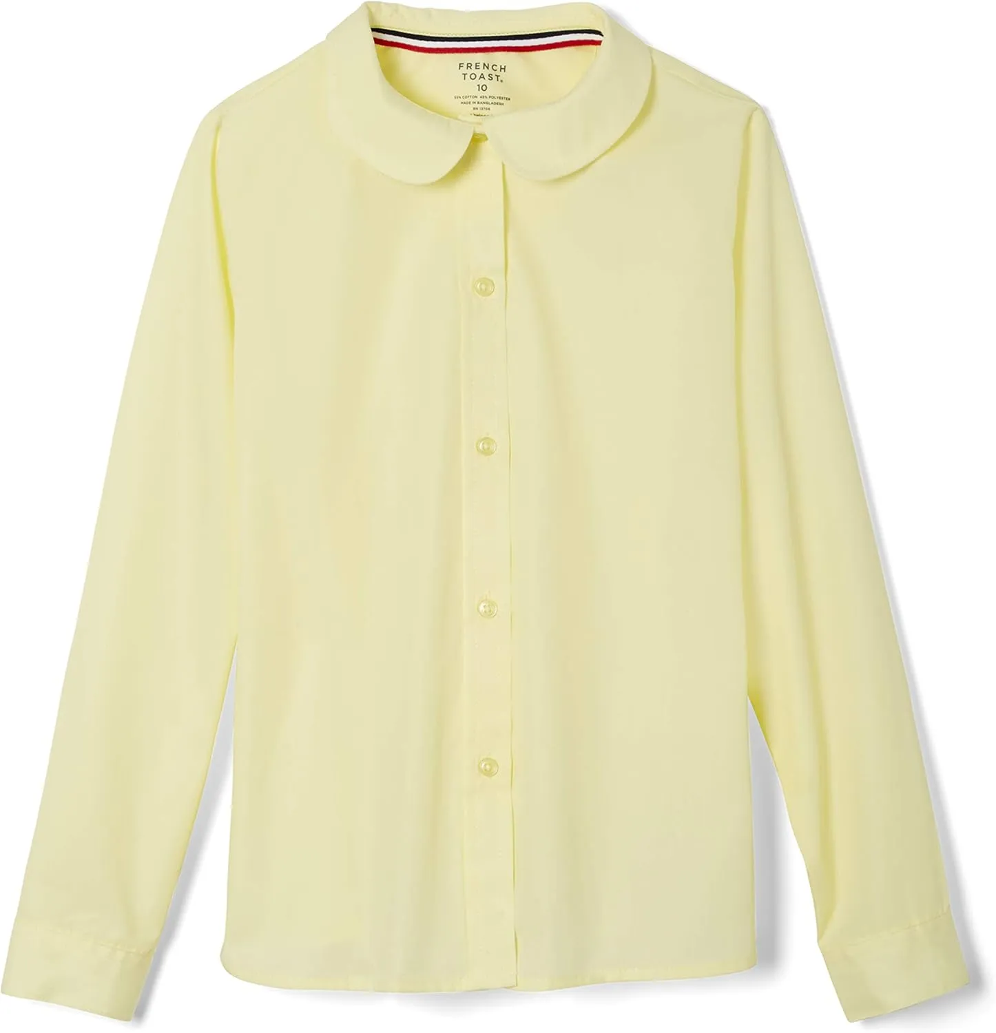 French Toast Girls' Long Sleeve Woven Shirt with Peter Pan Collar (Standard & Plus)