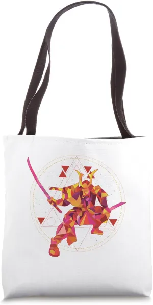 Geometric Samurai Low Poly Art Japanese Warrior Tote Bag