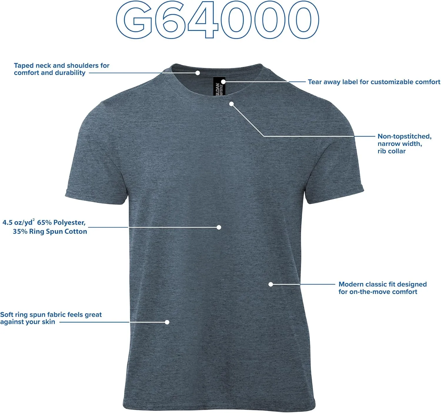Gildan Unisex Adult Softstyle Cotton T-Shirt, Style G64000, Multipack