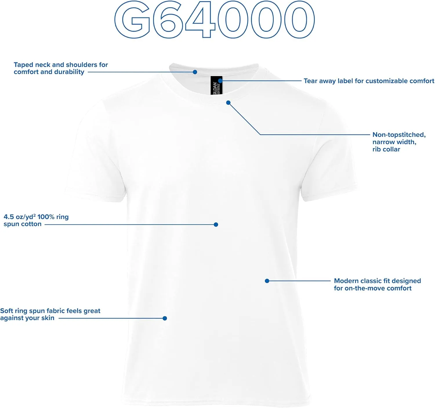 Gildan Unisex Adult Softstyle Cotton T-Shirt, Style G64000, Multipack