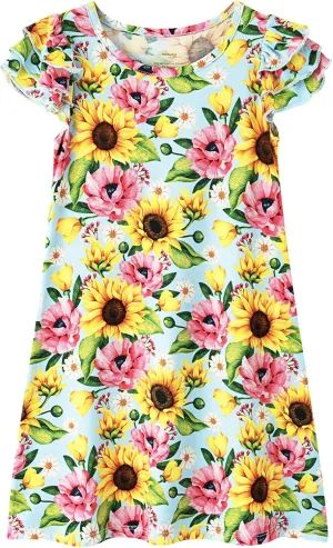 Girl's Casual Dress Toddlers Girl Summer Dresses Ruffle Short Sleeve Playwear Outfit Kids Scoop Neck Sundress