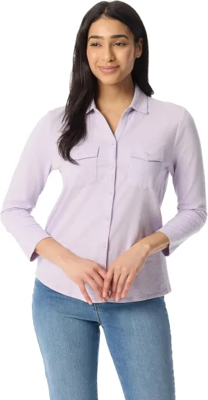 Gloria Vanderbilt Women's Ashten 3/4 Sleeve Button Down Shirt with Curved Hem Standard