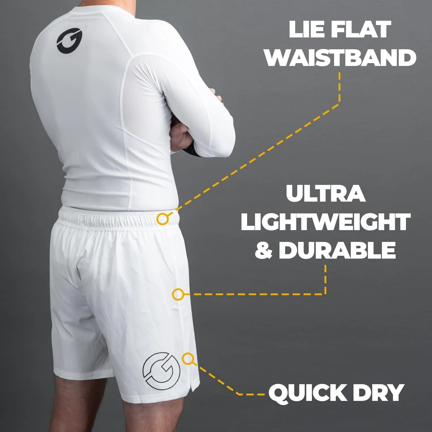 Gold BJJ Airflex Jiu Jitsu Shorts - Fight Short for No Gi, Wrestling, MMA & Boxing