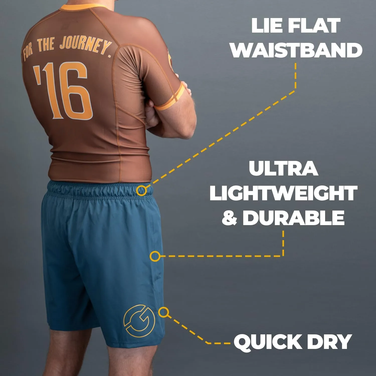 Gold BJJ Airflex Jiu Jitsu Shorts - Fight Short for No Gi, Wrestling, MMA & Boxing