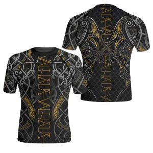 Golden Viking Valhala War Men's Short Sleeve Rash Guard