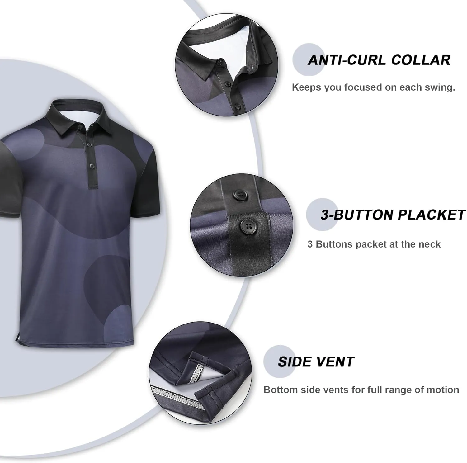 Golf Shirts for Men Quick Dry Performance Short Sleeve Casual Lightweight UPF30 Polo Shirt