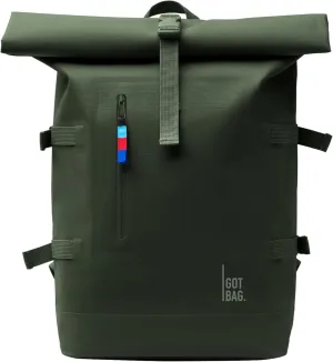 GOT BAG - ROLLTOP Backpack, Hiking & Travel with a 15 Laptop Sleeve, Eco-Conscious Bag Made of Recycled Ocean Impact Plastic (Algae Color)