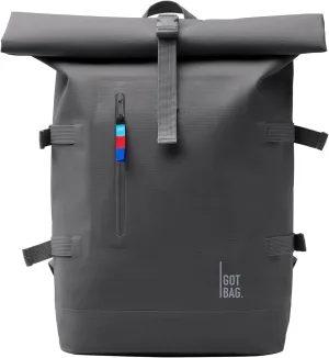 GOT BAG - ROLLTOP Backpack, Hiking & Travel with a 15 Laptop Sleeve, Eco-Conscious Bag Made of Recycled Ocean Impact Plastic (Shark Color)