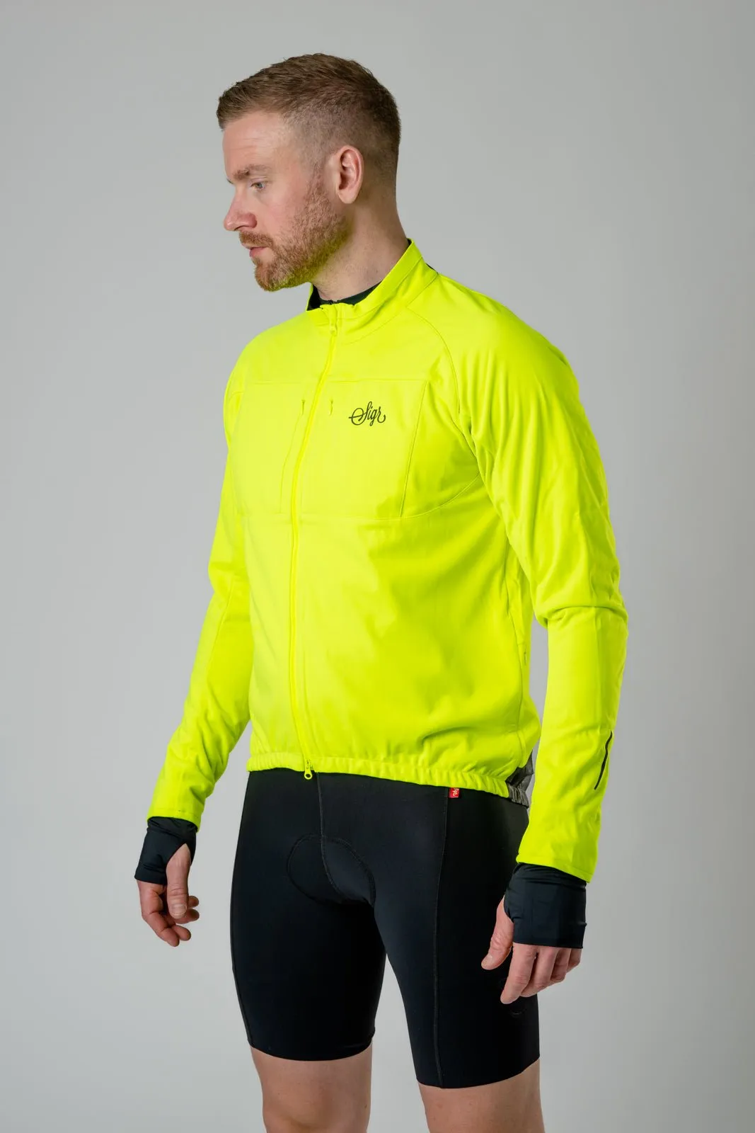Gotlandsleden Tour Men's Hi-viz Yellow Merino Softshell Cycling Jacket