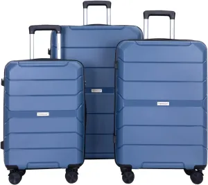 Hardshell Luggage Set, Spinner Wheels, Polypropylene, 3-Piece (20/24/28) - Blue