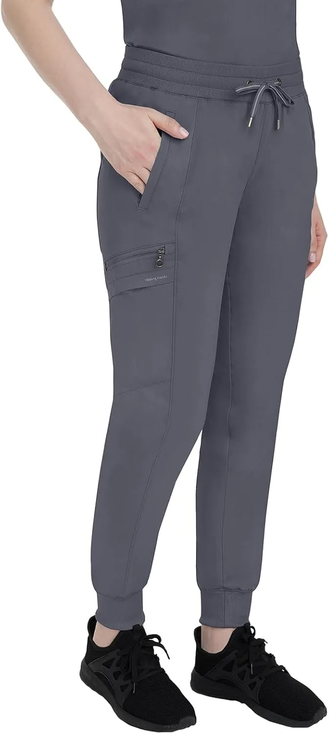 Healing Hands Women's Jogger Scrub Pant 7 Pockets Elastic Drawstring, with Moisture Wicking & 2-Way Stretch Technology - 9244
