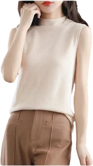 Hgvcfcv Women Half-Turtleneck Sleeveless Vest Women's undershirt Camisole Base layer tank top