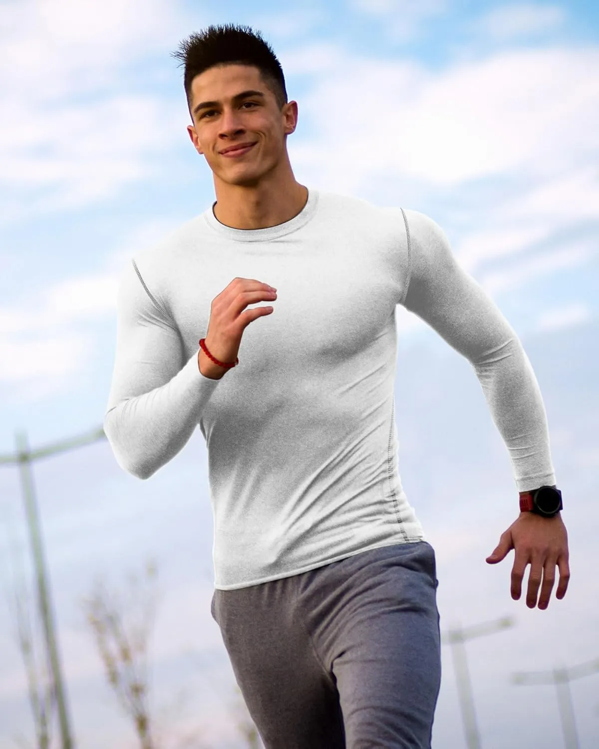 Hicarer 6 Pack Men's Athletic Compression Shirts Long Sleeve Workout Running Undershirt Thermal Sport Base Layer Top