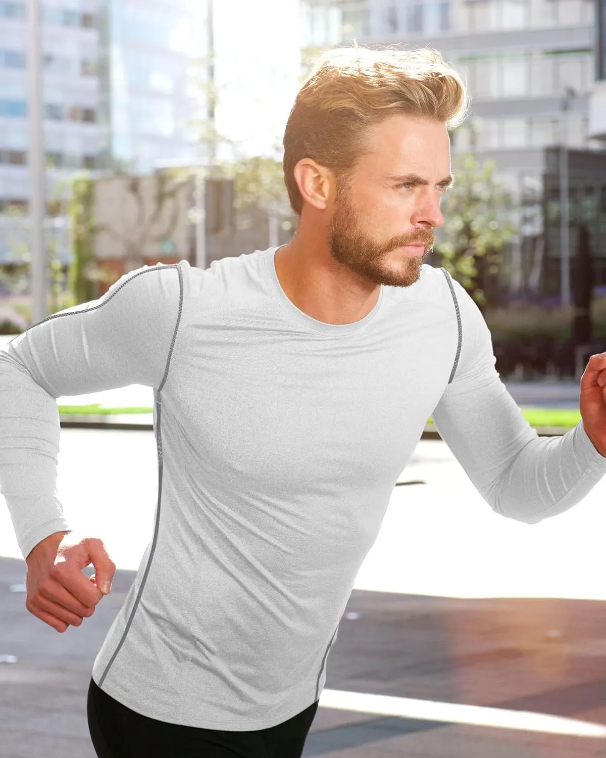 Hicarer 6 Pack Men's Athletic Compression Shirts Long Sleeve Workout Running Undershirt Thermal Sport Base Layer Top