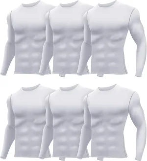 Hicarer 6 Pack Men's Athletic Compression Shirts Long Sleeve Workout Running Undershirt Thermal Sport Base Layer Top