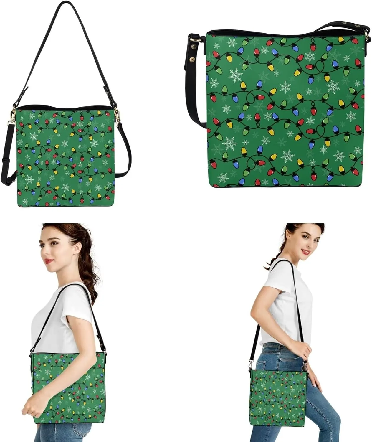 HUGS IDEA Bucket Bag for Women Leather Hobo Bag Crossbody Purse for Work Car Key Bag for Travel Portable