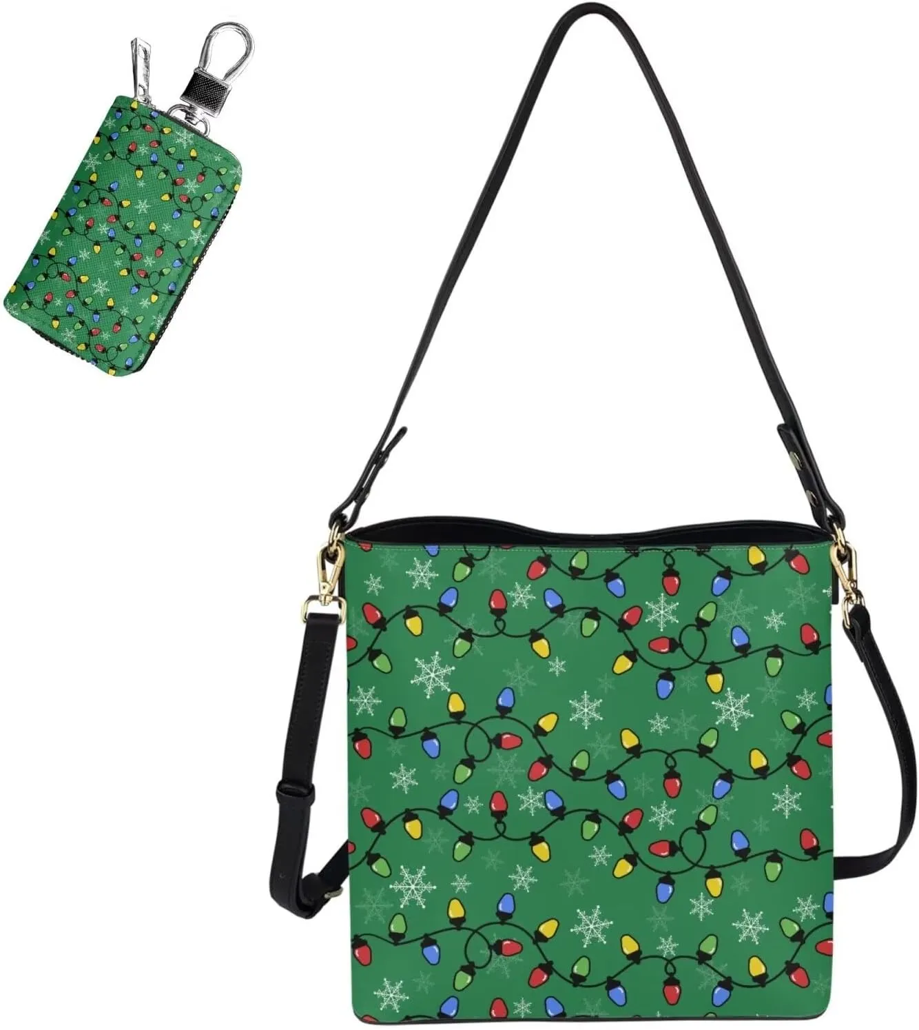HUGS IDEA Bucket Bag for Women Leather Hobo Bag Crossbody Purse for Work Car Key Bag for Travel Portable