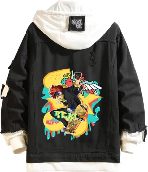ISaikoy Anime SK8 the Infinity Denim Jacket Reki Long Sleeve Jeans Sweatshirt Sweater Hoodie