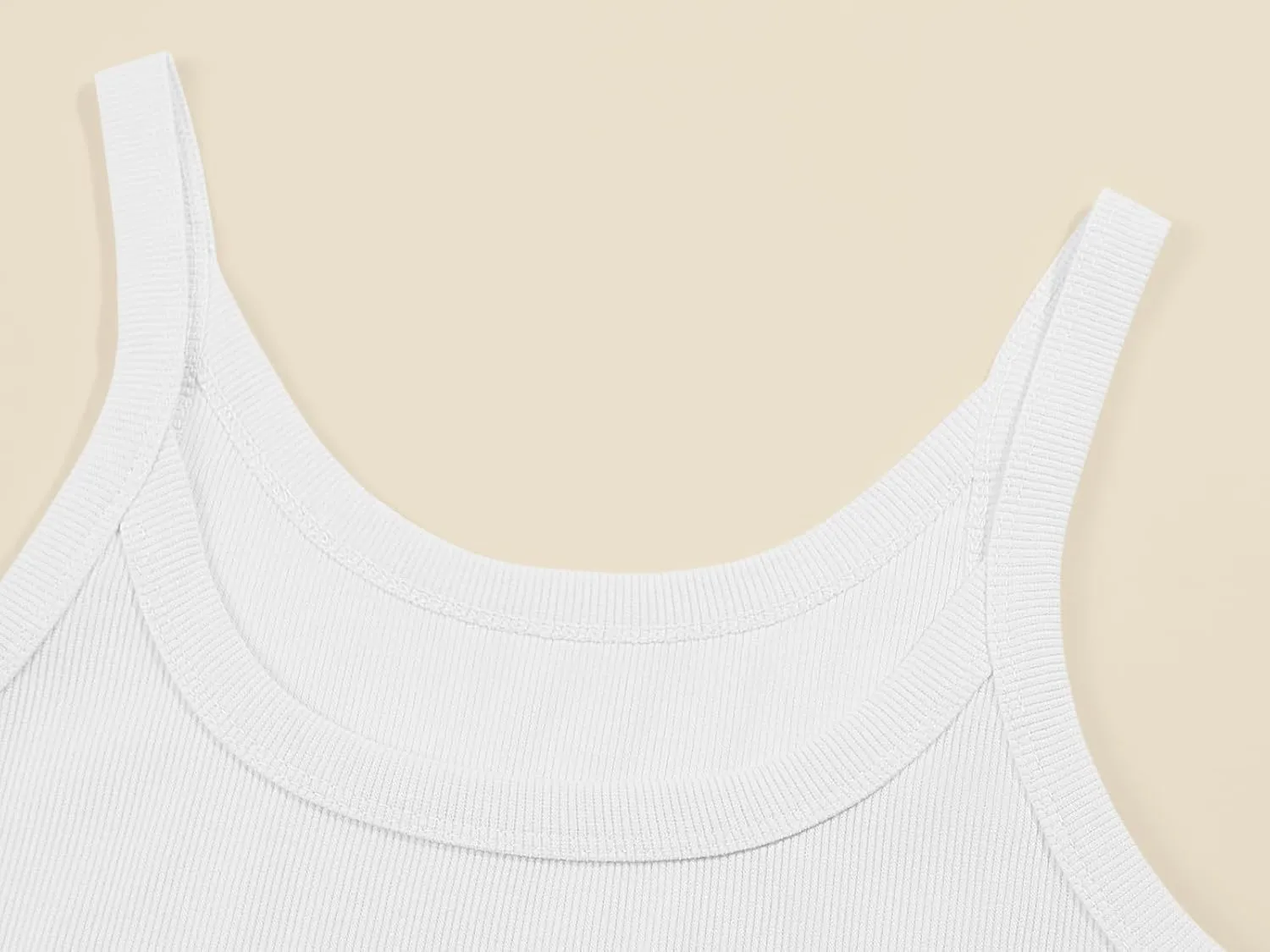 Ivay Womens Scoop Neck Ribbed Knit Tank Top Sleeveless Cotton Wife Beater Camisole Shirts
