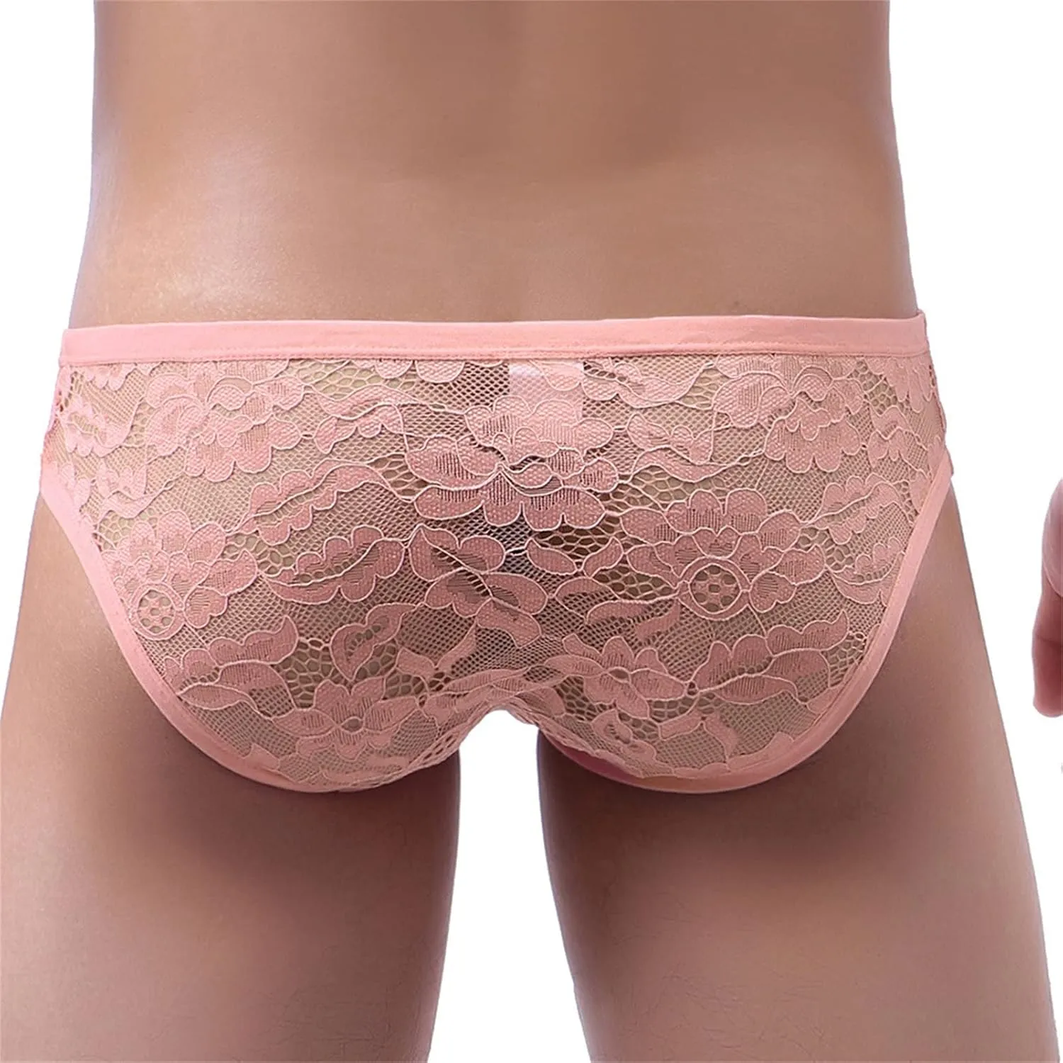JEShifangjiusu Men'S Flower Lace Satin Lingerie Briefs Sissy Crossdressing Panties G-String Thong Pouch Underwear