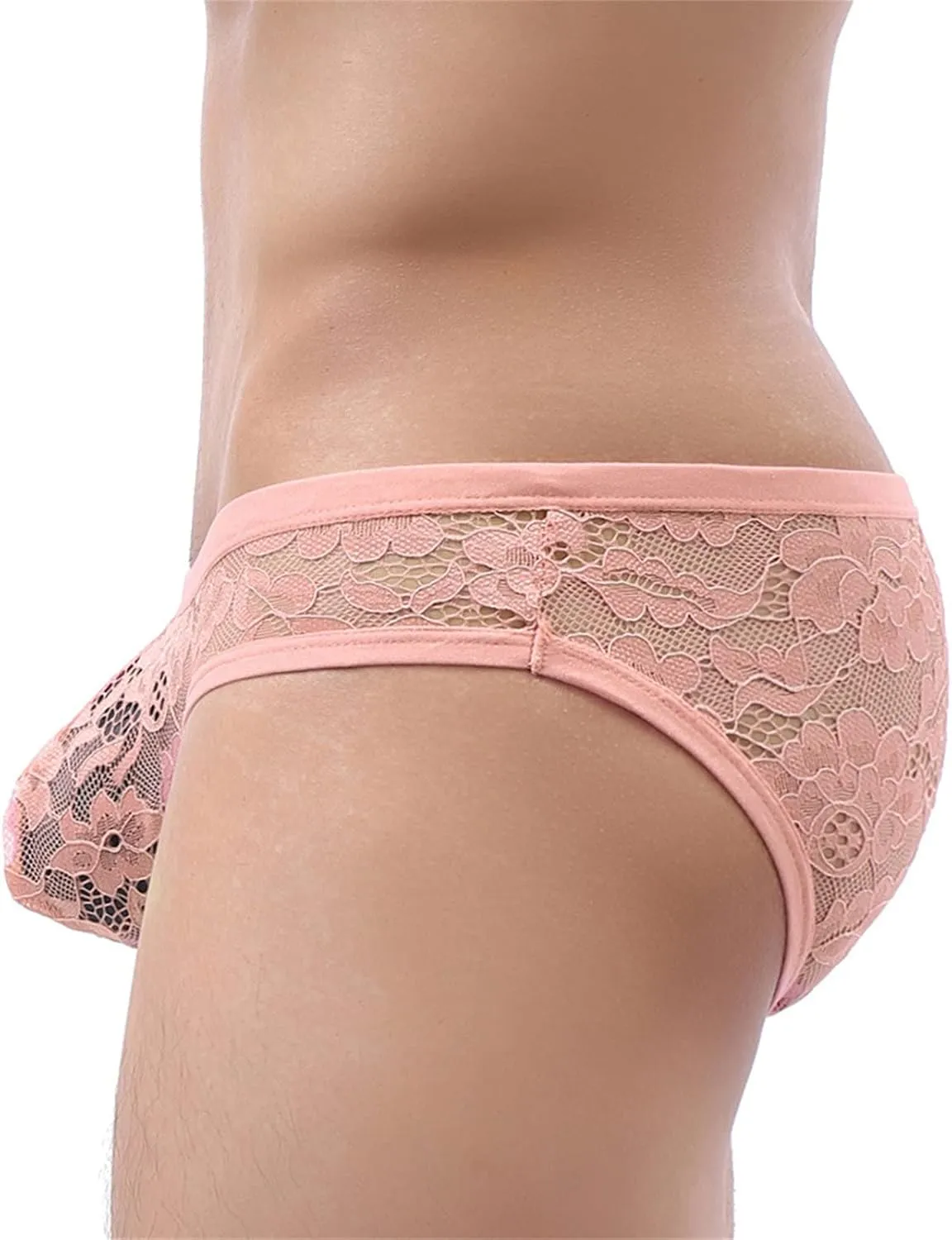JEShifangjiusu Men'S Flower Lace Satin Lingerie Briefs Sissy Crossdressing Panties G-String Thong Pouch Underwear