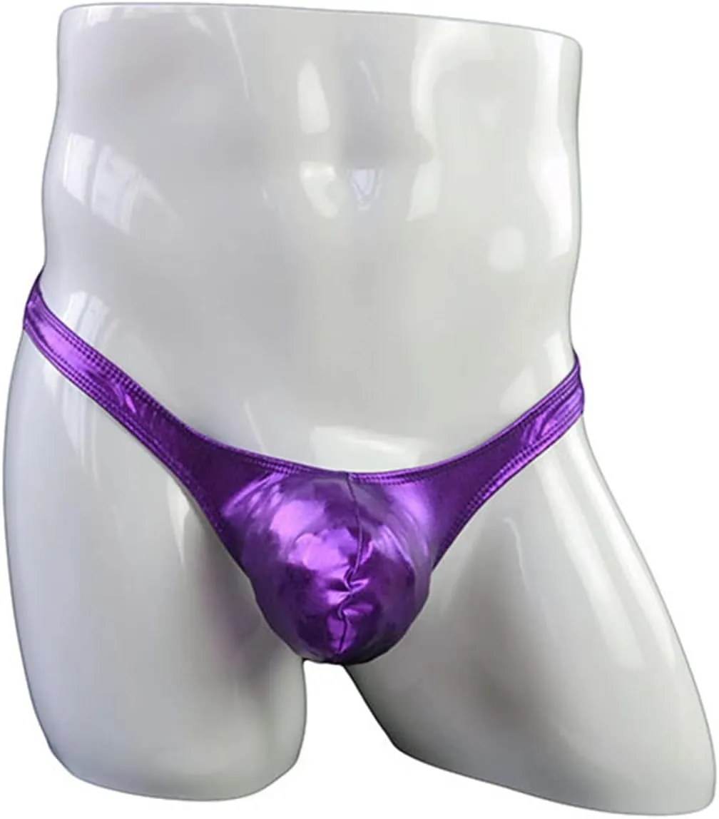 JEShifangjiusu Men'S Micro Bikini Briefs Thong Sexy Metallic Bulge Pouch Underwear Low Waist Sissy Crossdress Underpants