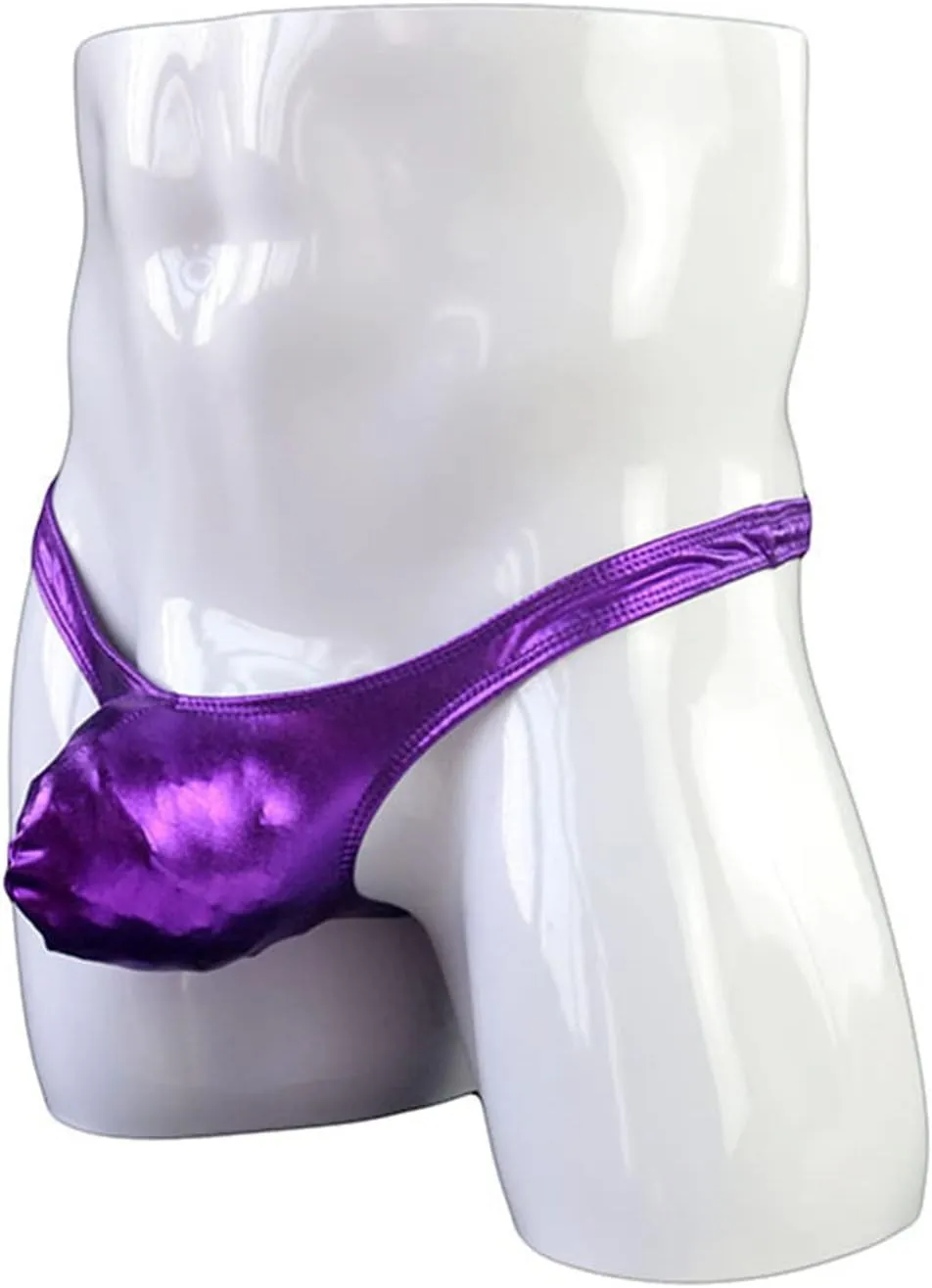 JEShifangjiusu Men'S Micro Bikini Briefs Thong Sexy Metallic Bulge Pouch Underwear Low Waist Sissy Crossdress Underpants