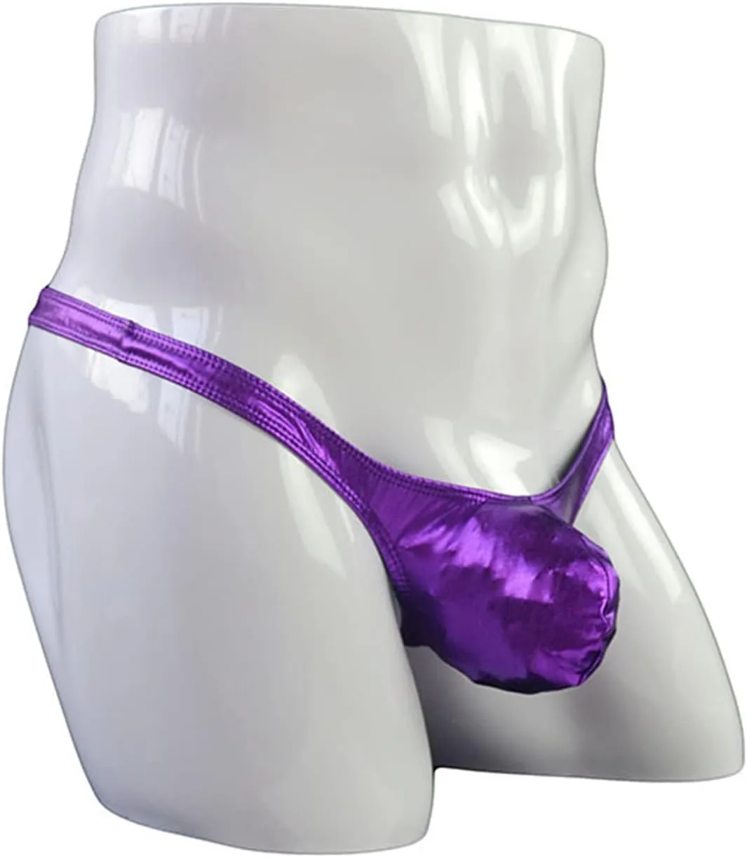 JEShifangjiusu Men'S Micro Bikini Briefs Thong Sexy Metallic Bulge Pouch Underwear Low Waist Sissy Crossdress Underpants