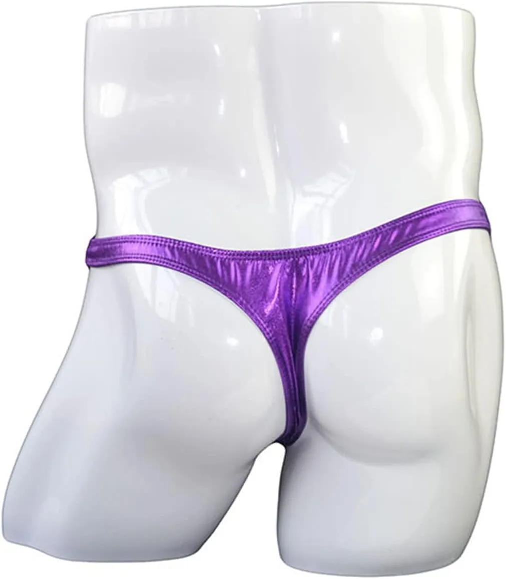 JEShifangjiusu Men'S Micro Bikini Briefs Thong Sexy Metallic Bulge Pouch Underwear Low Waist Sissy Crossdress Underpants