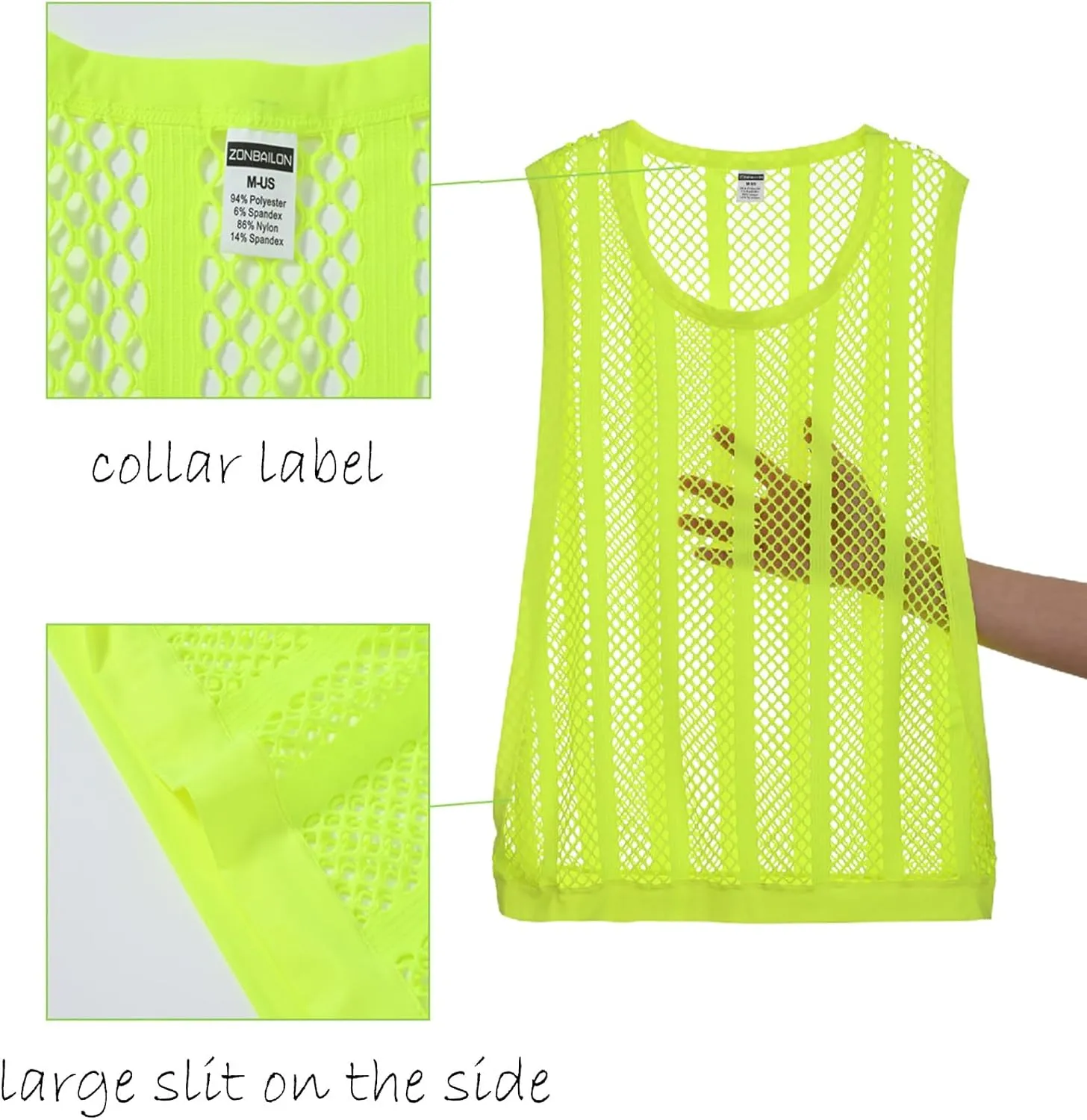 JINSHI Men's Mesh Athletic Tank Top Shirts Sexy Fishnet See Through Sleeveless Vest Male Fitted Muscle Workout Tops Swimwear