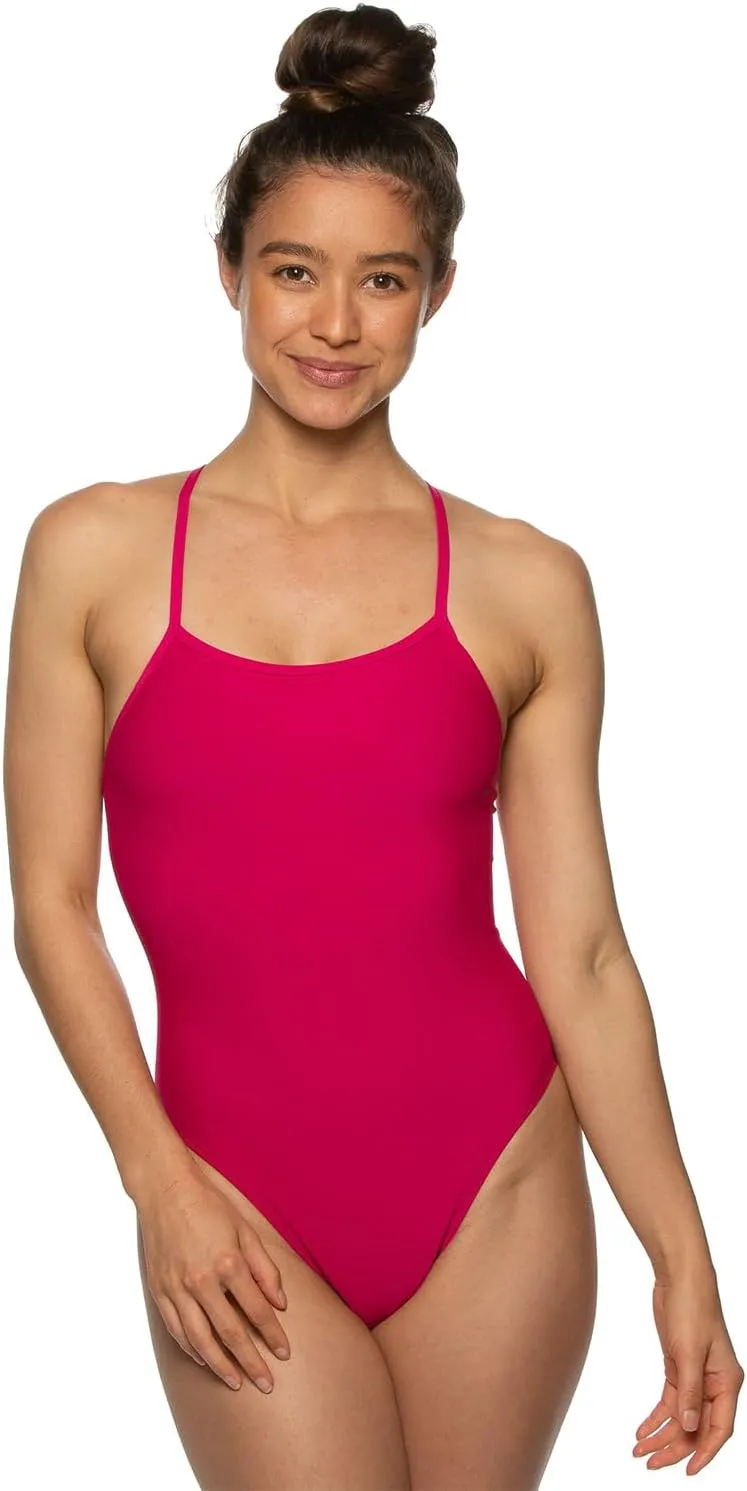 JOLYN Brandon Fixed Back Women's Athletic One Piece Swimsuit for Competitive Swimming, Lifeguarding, Medium-Full Coverage